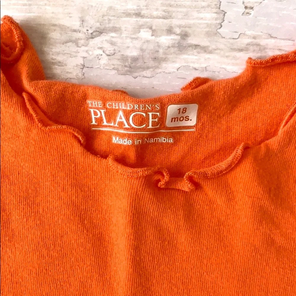 Baby Girls 18m The Children’s Place Orange Long Sleeve Shirt Ruffle Toddler